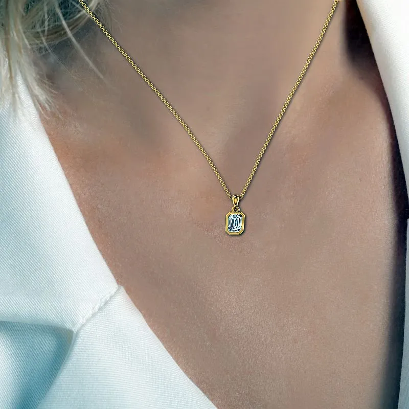 0.50-3.00 CT Emerald Cut Lab Grown Diamonds - Solitaire Pendant