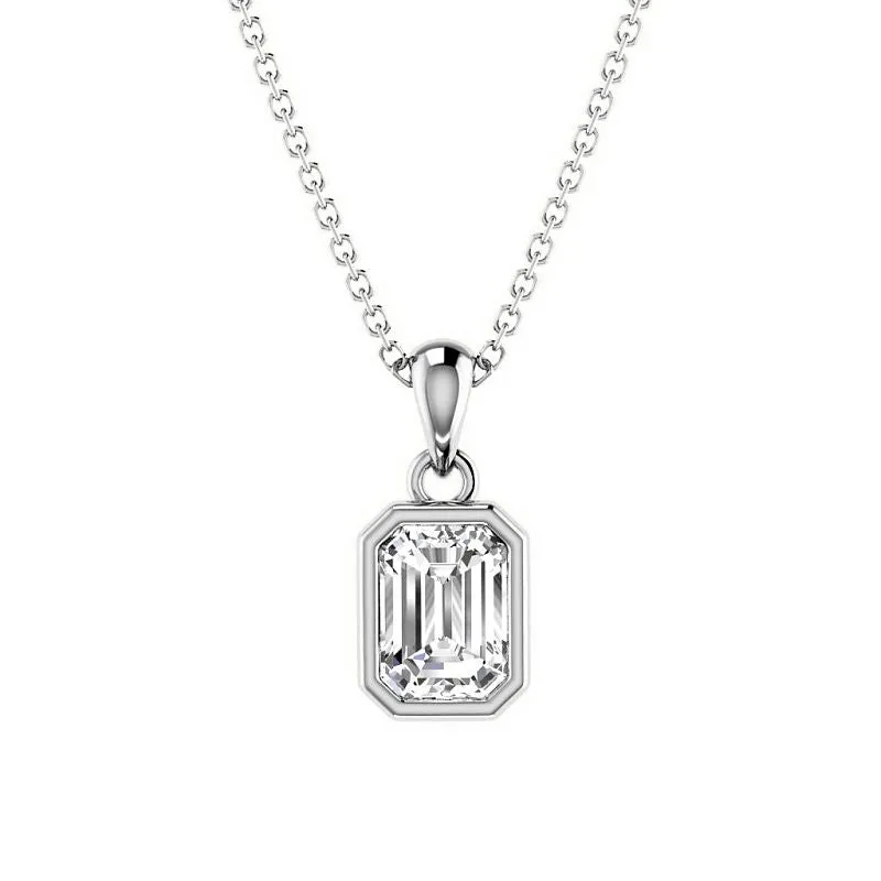 0.50-3.00 CT Emerald Cut Lab Grown Diamonds - Solitaire Pendant
