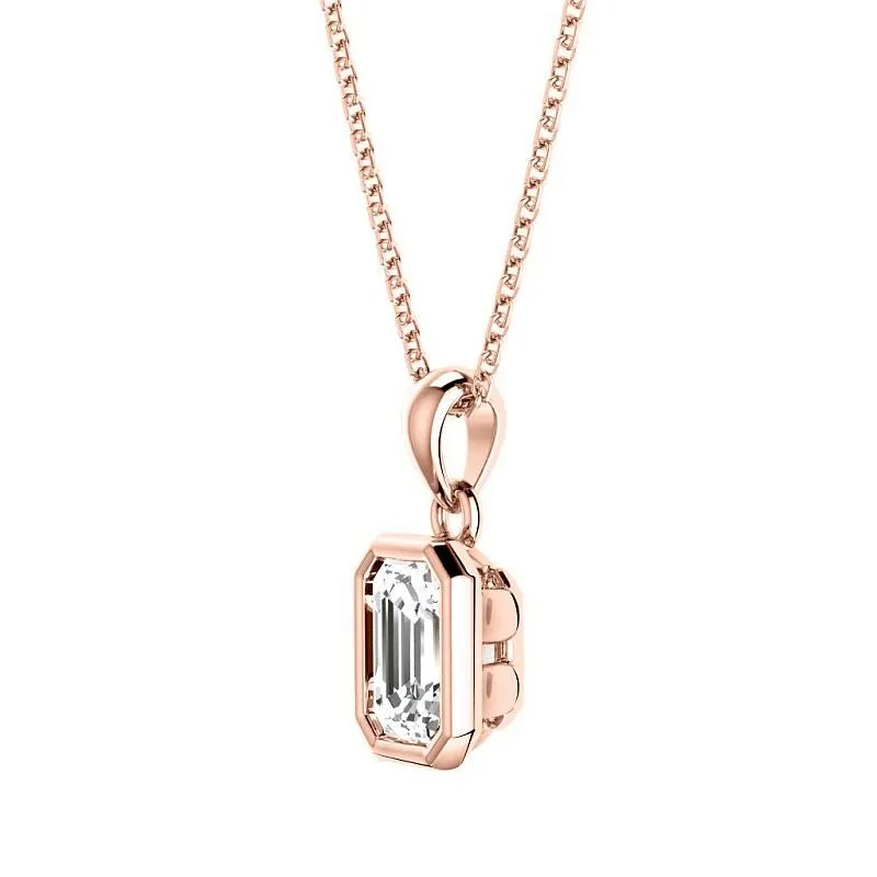 0.50-3.00 CT Emerald Cut Lab Grown Diamonds - Solitaire Pendant