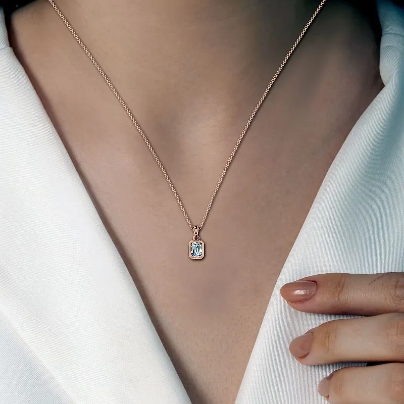 0.50-3.00 CT Emerald Cut Lab Grown Diamonds - Solitaire Pendant