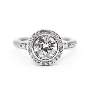 0.90ct Diamond Halo Engagement Ring | Pre-Loved | Platinum