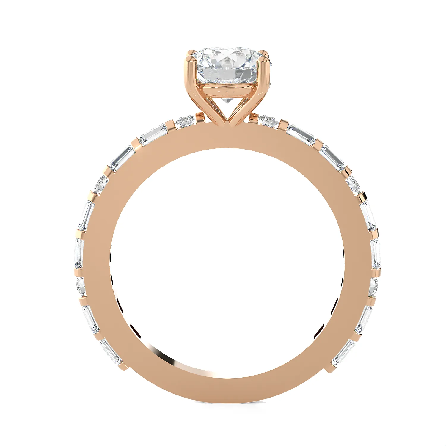 1 1/5 ctw Round Lab Grown Diamond Side Stone Engagement Ring