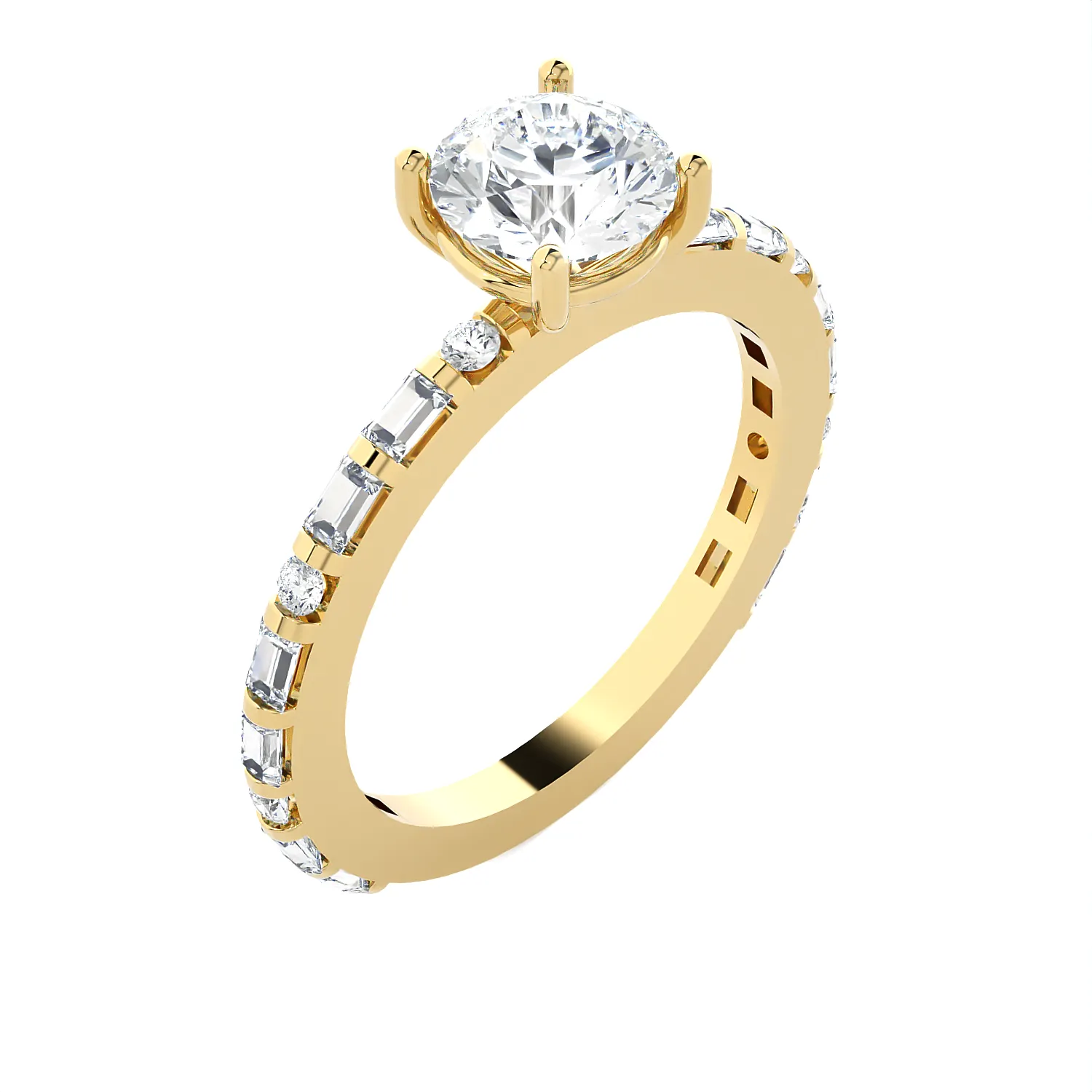 1 1/5 ctw Round Lab Grown Diamond Side Stone Engagement Ring