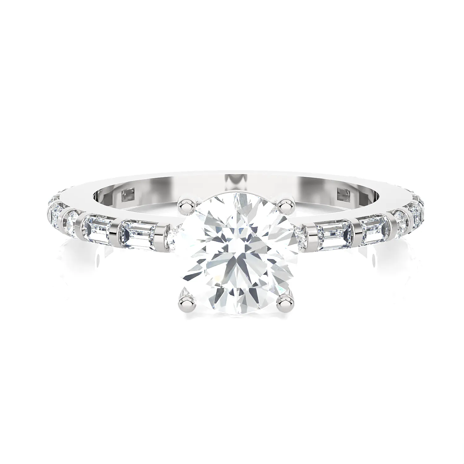 1 1/5 ctw Round Lab Grown Diamond Side Stone Engagement Ring