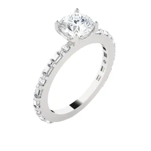1 1/5 ctw Round Lab Grown Diamond Side Stone Engagement Ring