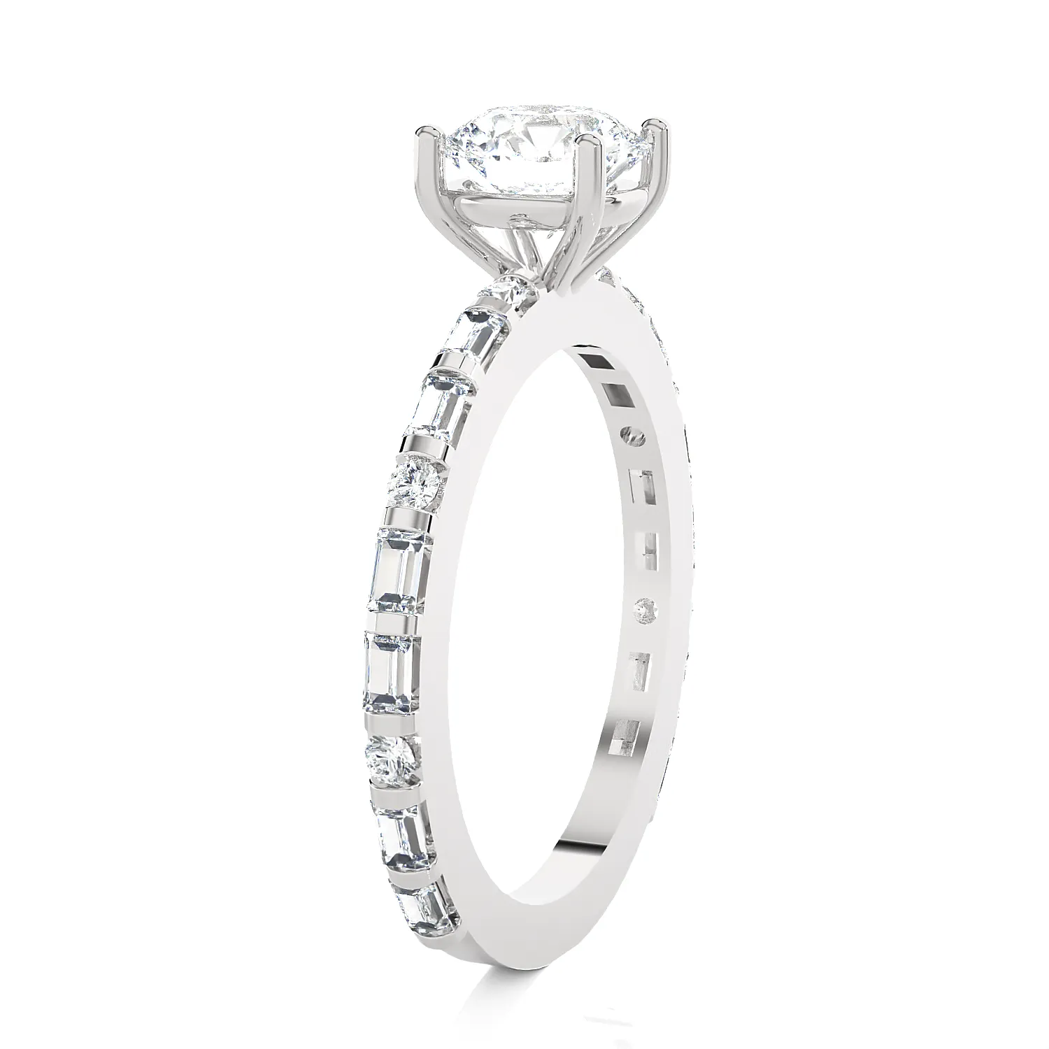1 1/5 ctw Round Lab Grown Diamond Side Stone Engagement Ring