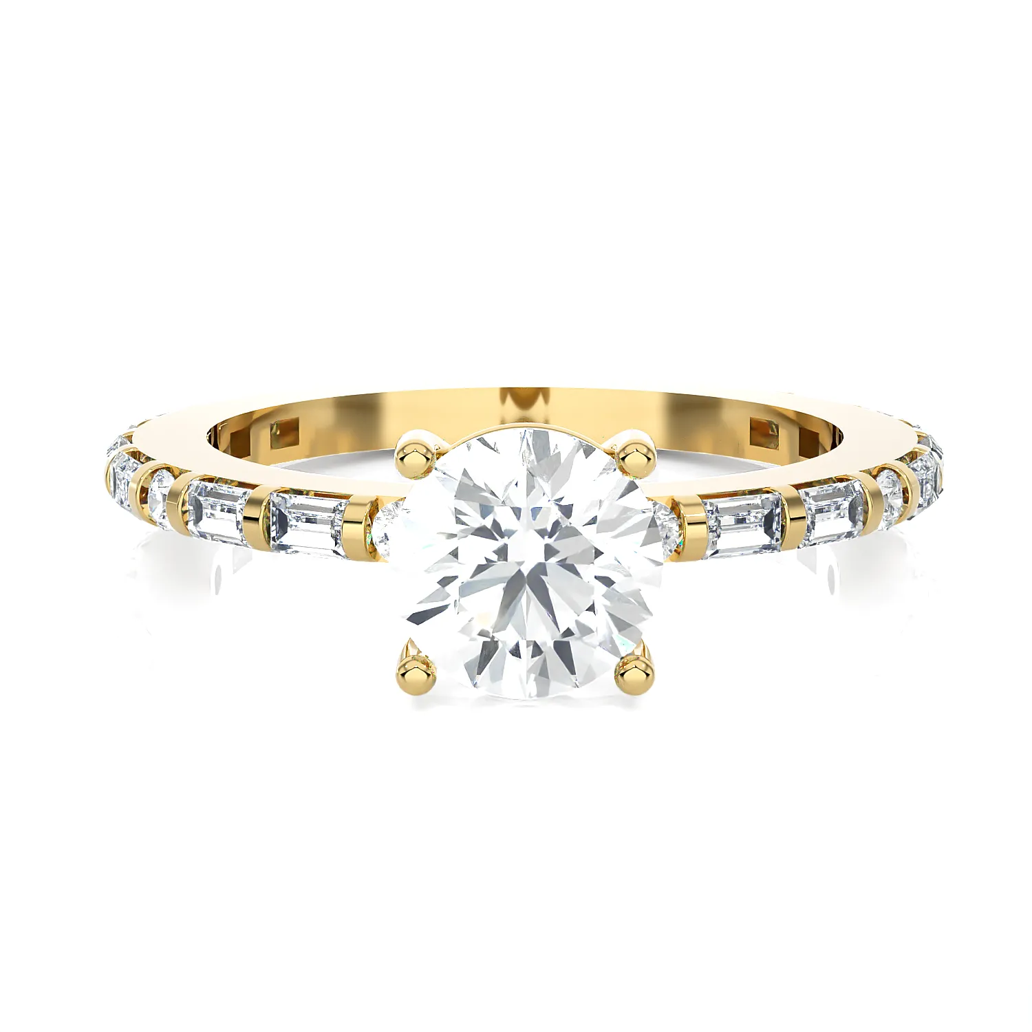 1 1/5 ctw Round Lab Grown Diamond Side Stone Engagement Ring