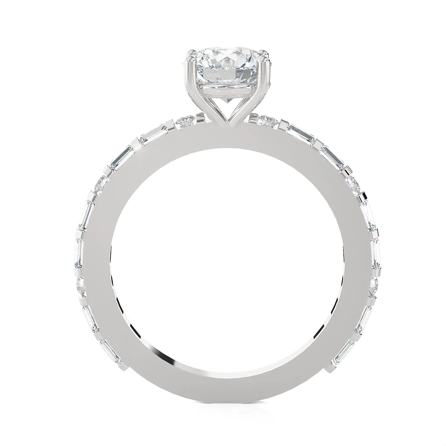 1 1/5 ctw Round Lab Grown Diamond Side Stone Engagement Ring