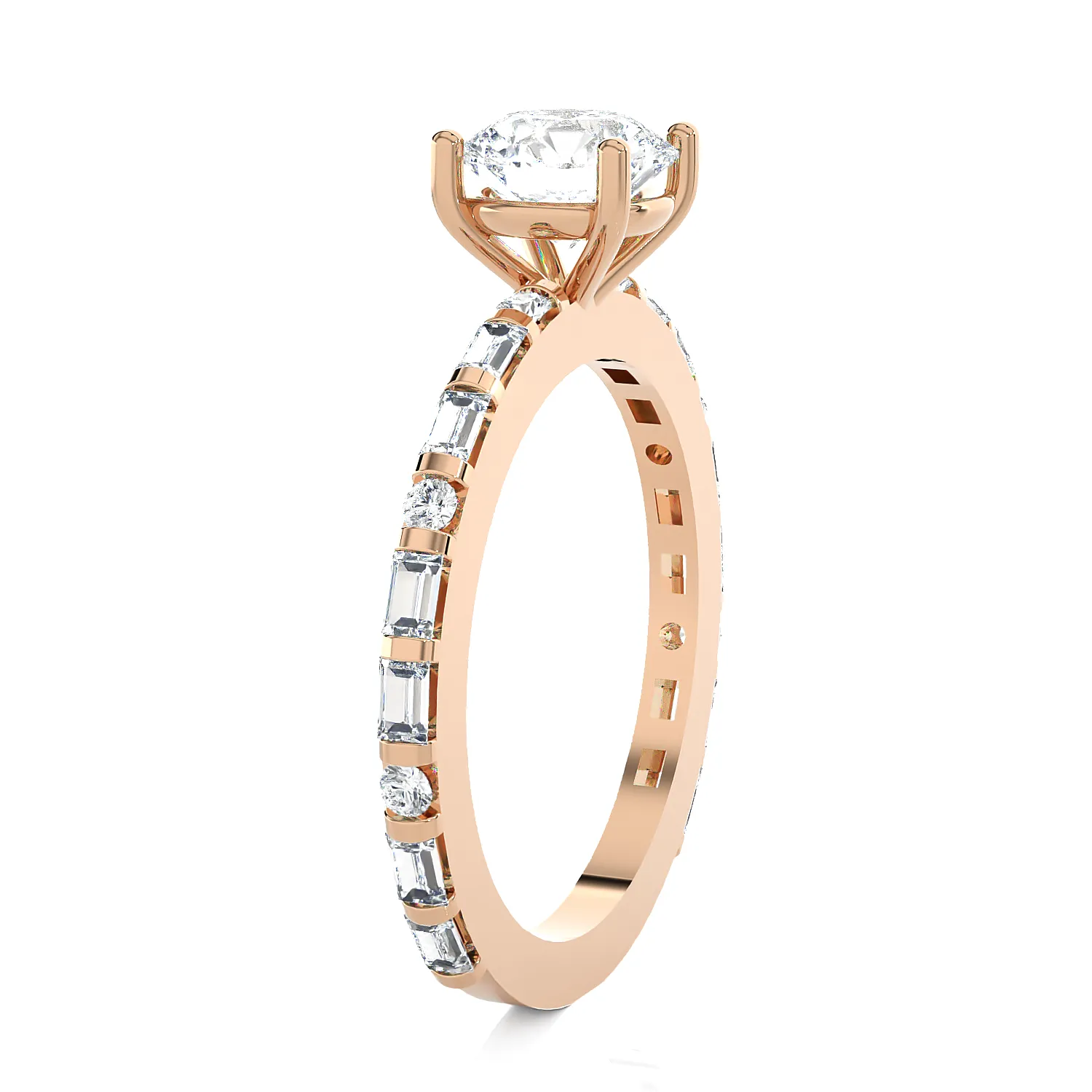 1 1/5 ctw Round Lab Grown Diamond Side Stone Engagement Ring