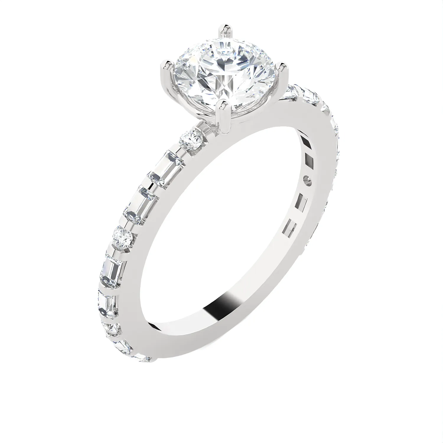 1 1/5 ctw Round Lab Grown Diamond Side Stone Engagement Ring