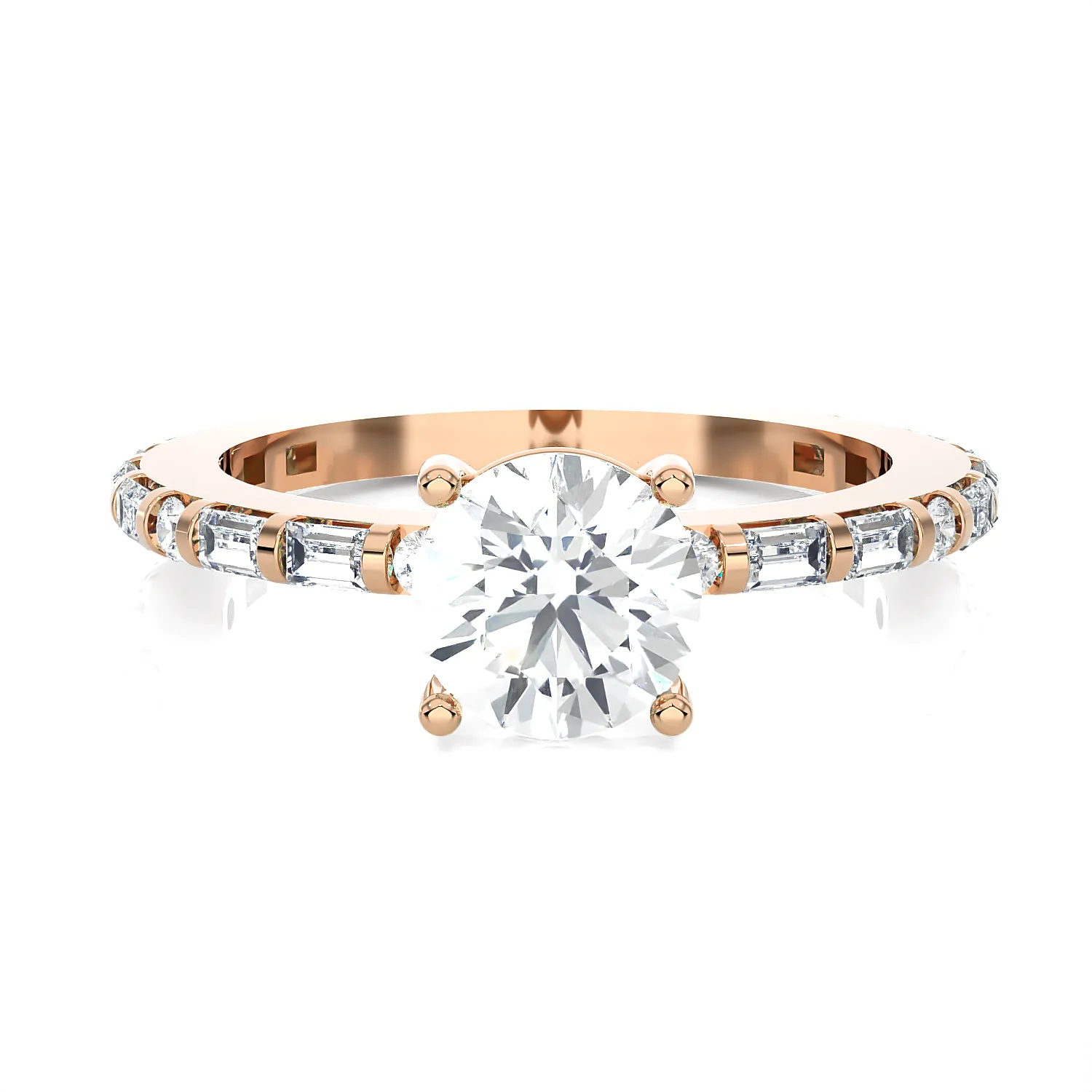 1 1/5 ctw Round Lab Grown Diamond Side Stone Engagement Ring