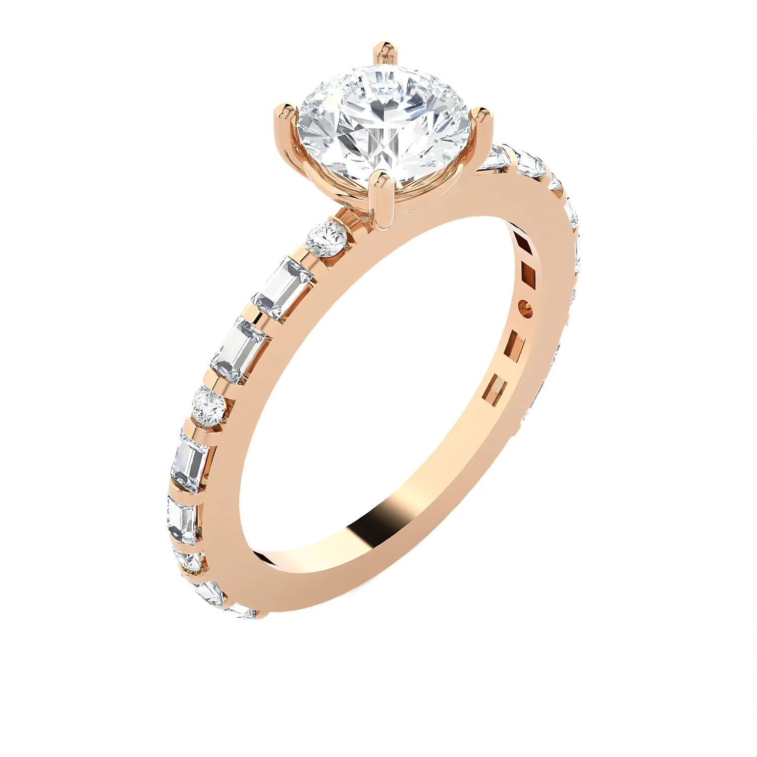 1 1/5 ctw Round Lab Grown Diamond Side Stone Engagement Ring