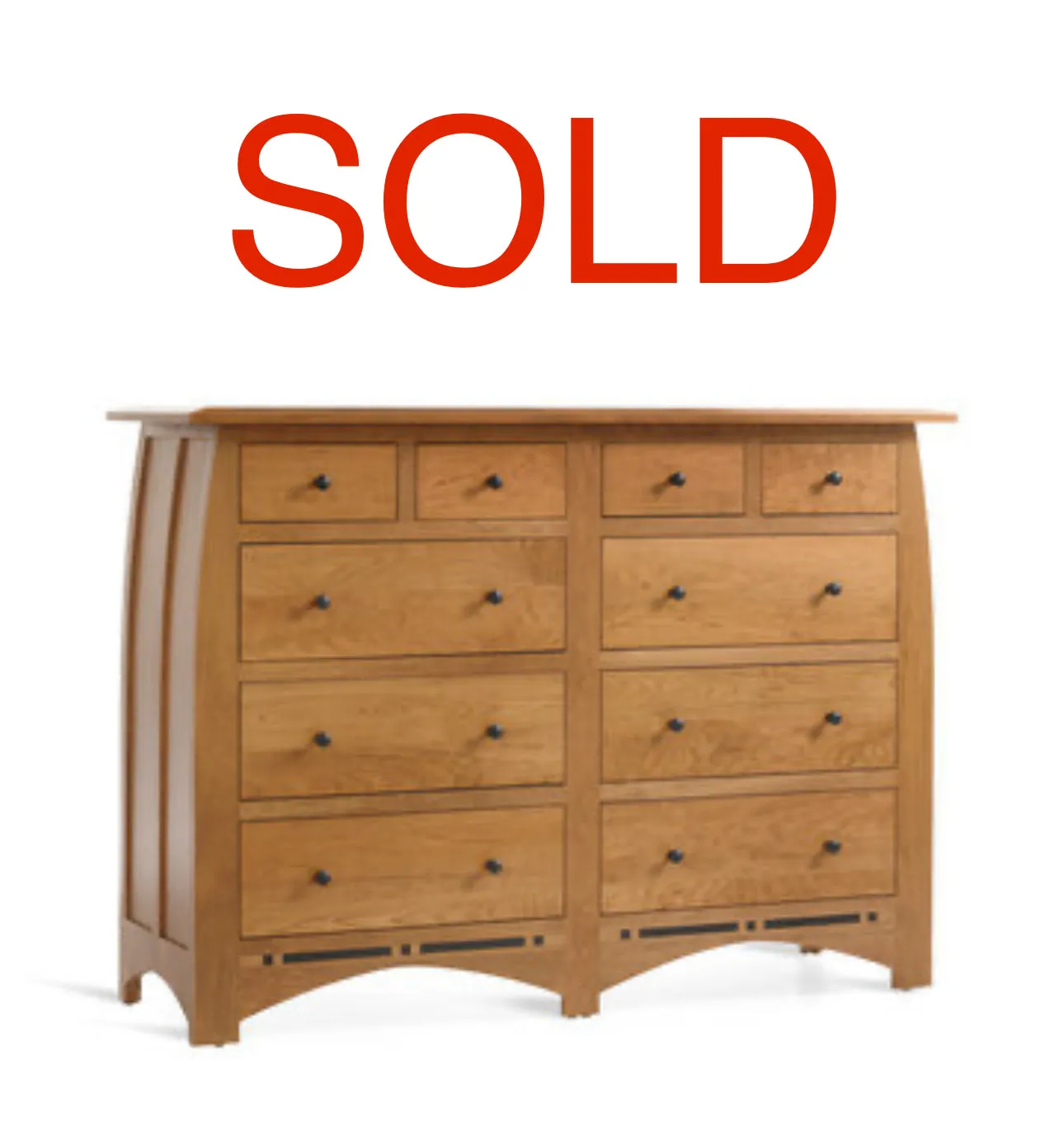 10 Drawer Dresser Hand Made Amish W/O Mirror