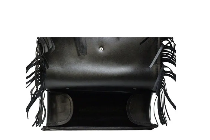 12" PVC Motorcycle Tool Bag With Braid, Fringe & Concho