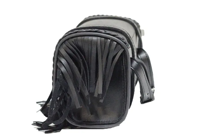 12" PVC Motorcycle Tool Bag With Braid, Fringe & Concho