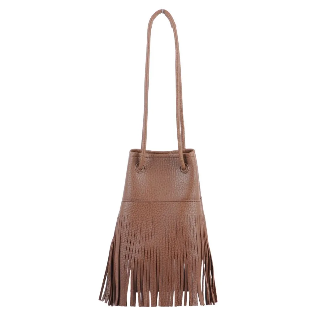 1498 - Faux Leather Fringe Bag