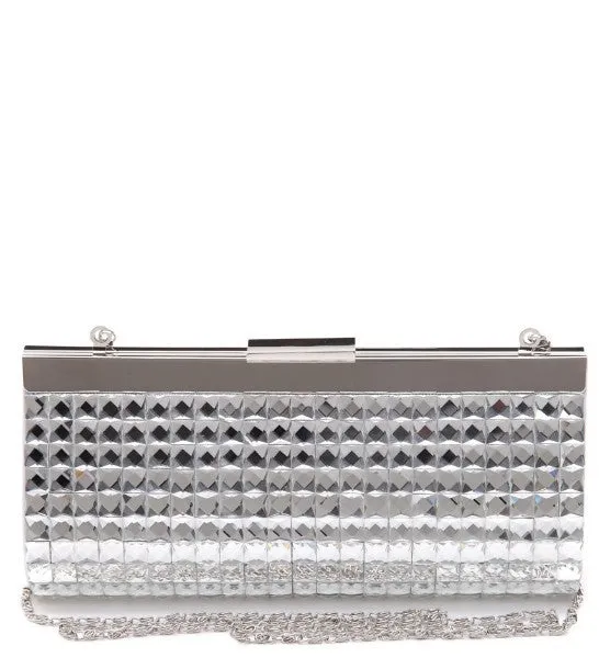 5th Avenue Luxury Silver Gem Encrusted Clutch Bag