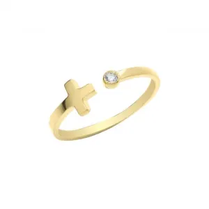 9ct Yellow Gold Cross Open Ring RN1609