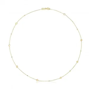9ct Yellow Gold Cube Bead Necklet NK443