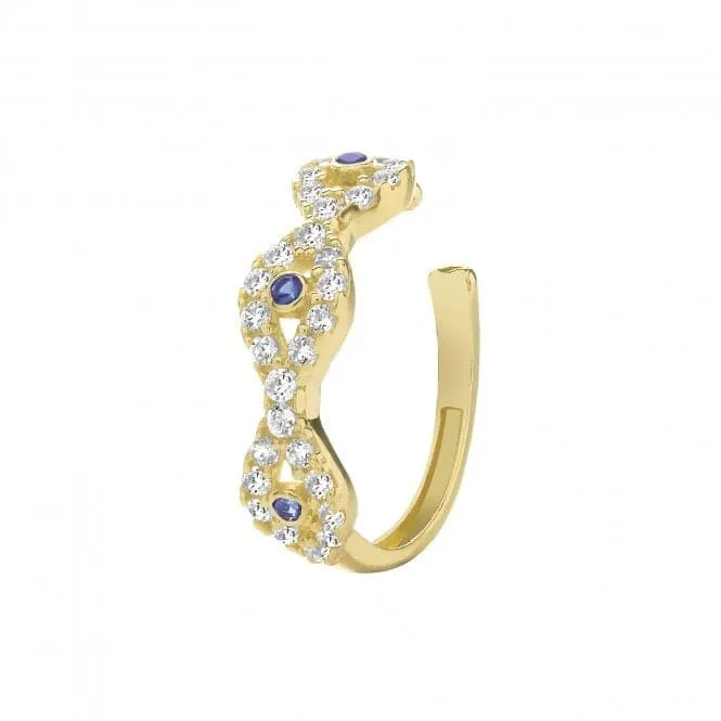 9ct Yellow Gold Zirconia Evil Eye Ear Cartilage Cuff ES1955