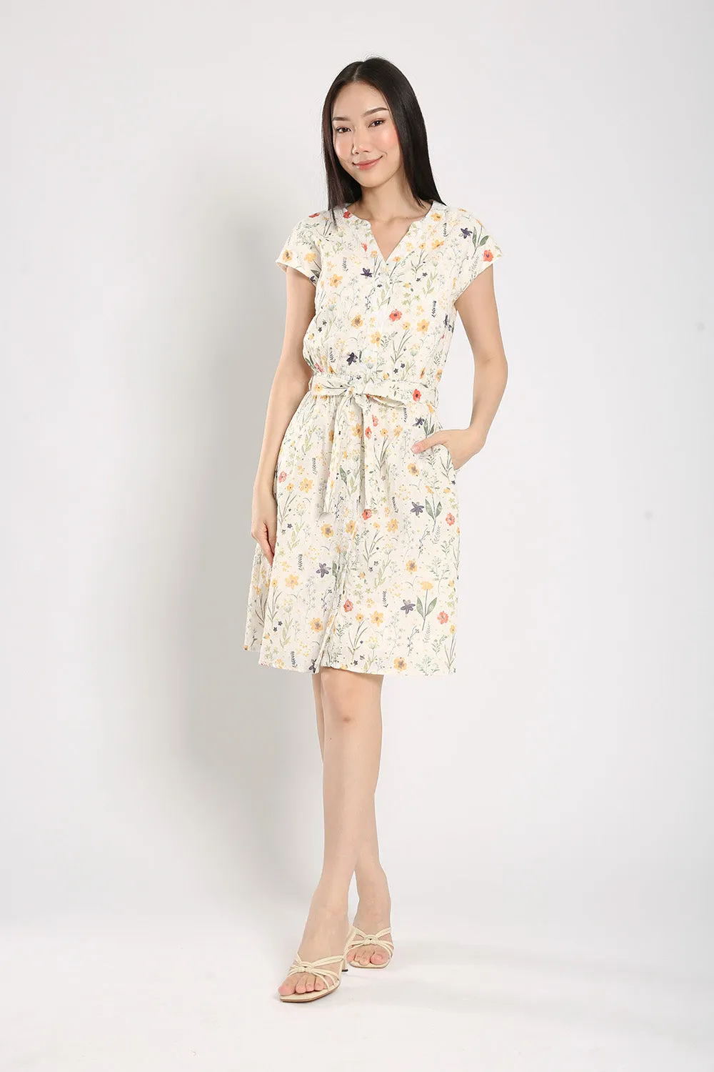 Aivee Midi Dress in Floral Eyelet