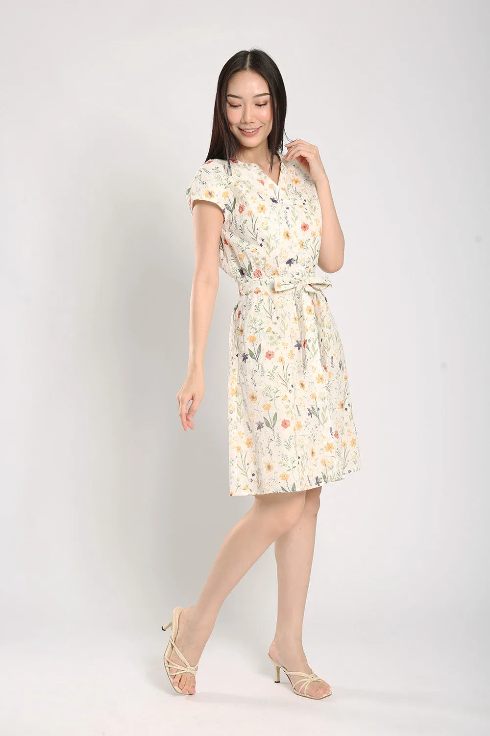 Aivee Midi Dress in Floral Eyelet