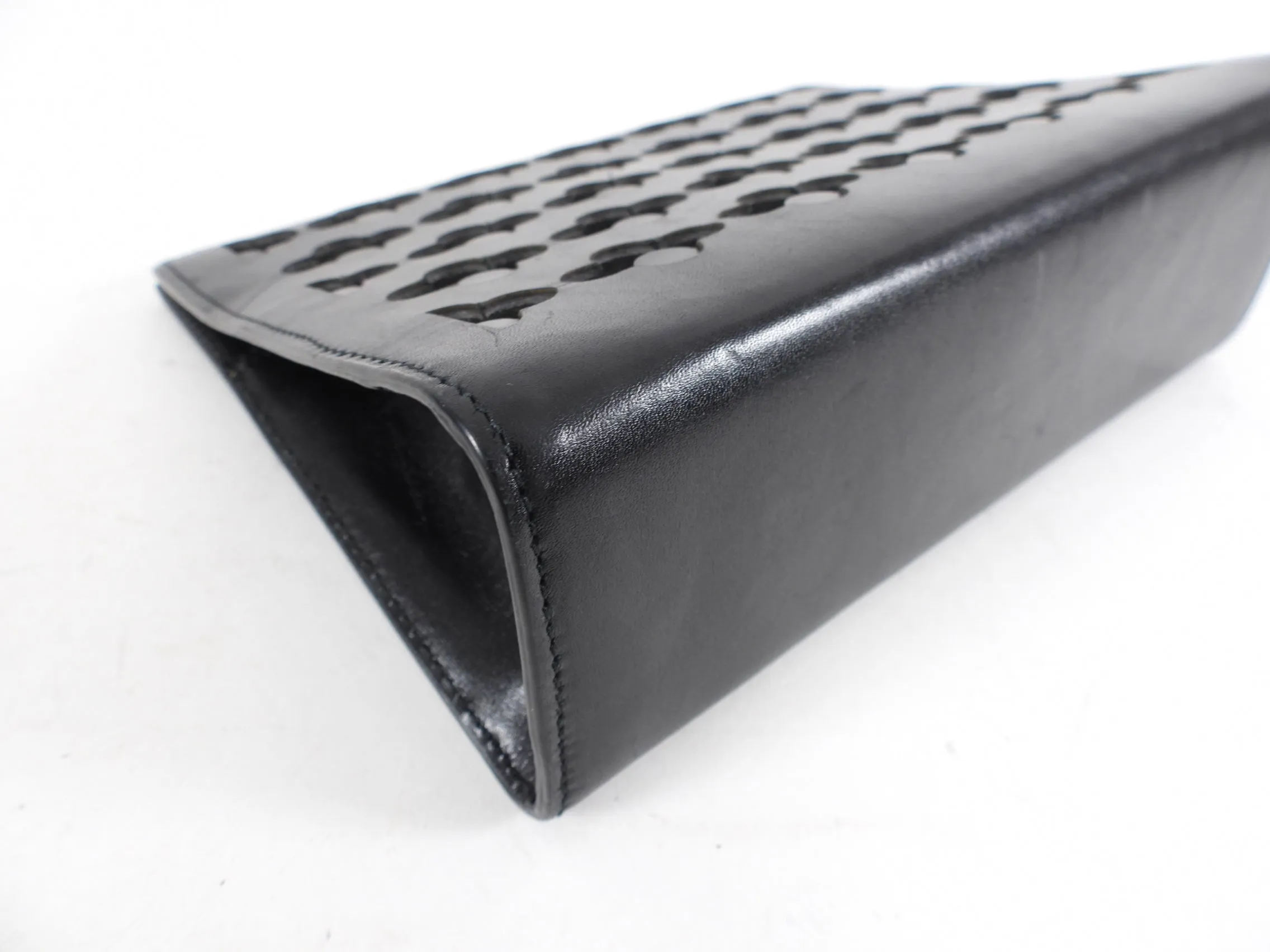 Alaia Black Leather and Suede Perforated Small Clutch Bag