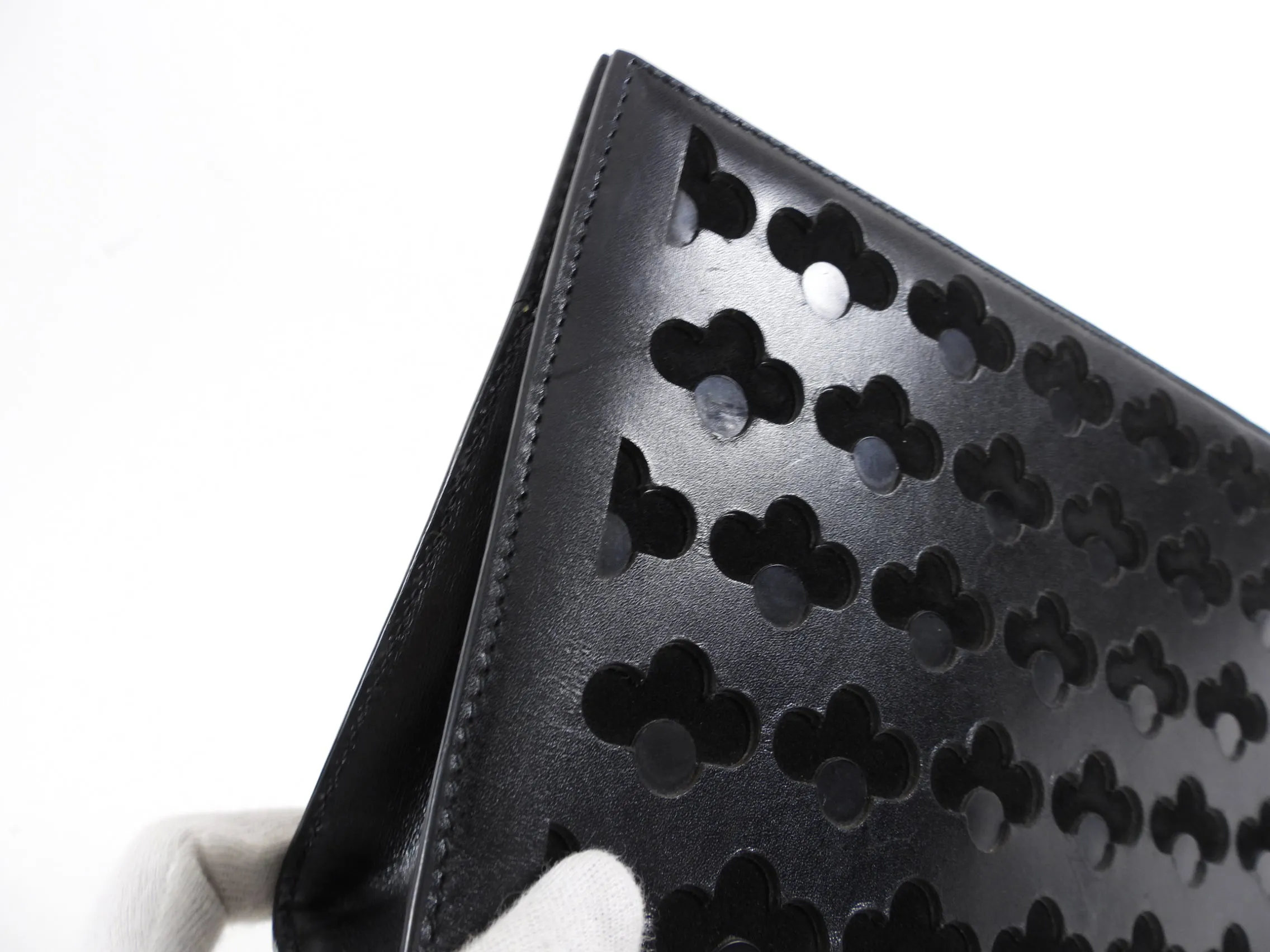 Alaia Black Leather and Suede Perforated Small Clutch Bag