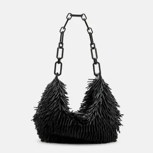 AllSaints Madea Chain Strap Beaded Bag in Black