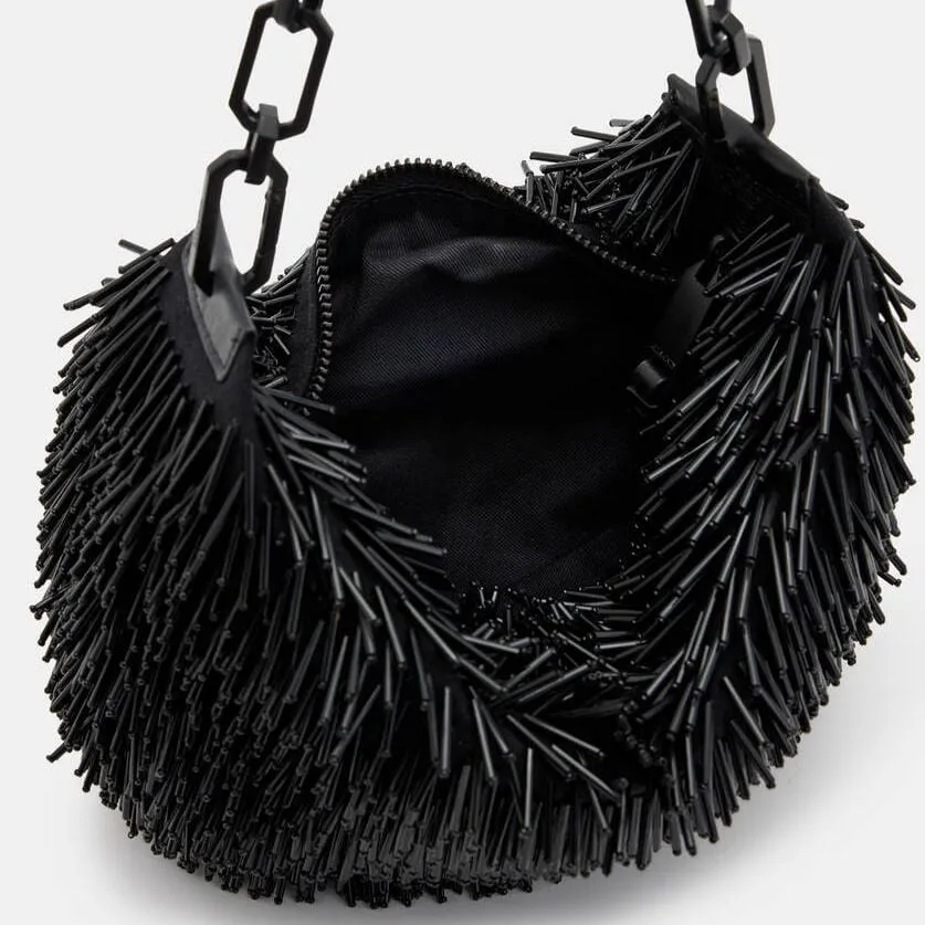 AllSaints Madea Chain Strap Beaded Bag in Black