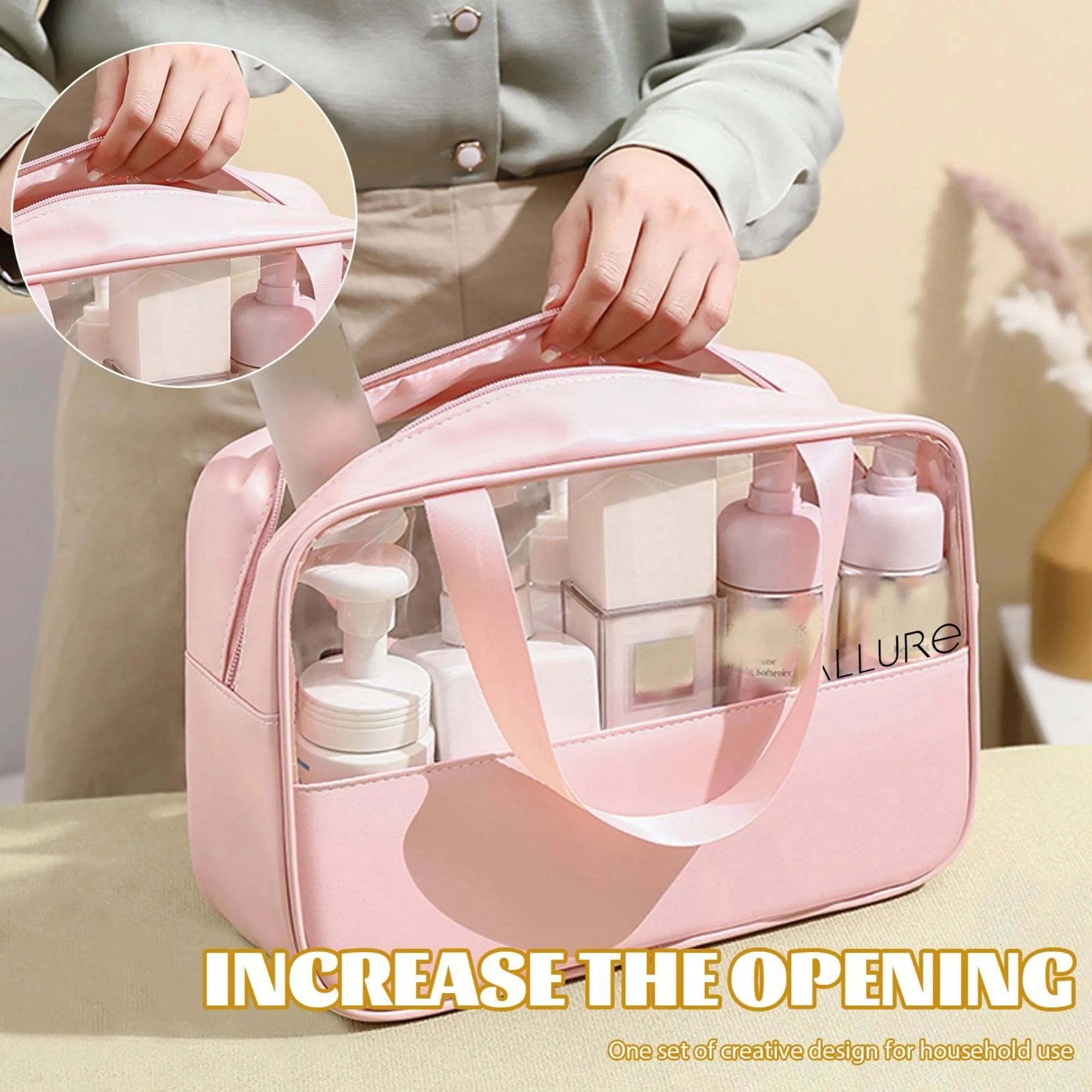 AllureToiletry Bag Pink - Pack of 3
