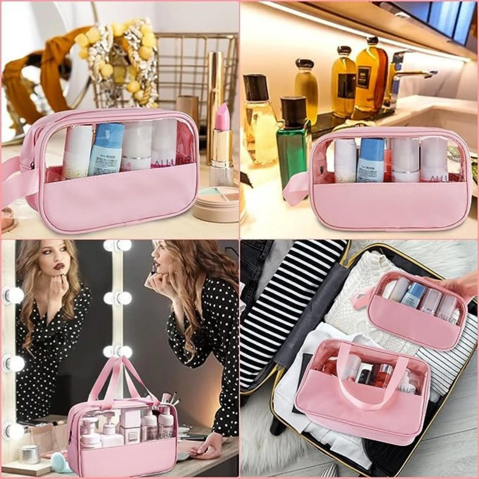 AllureToiletry Bag Pink - Pack of 3