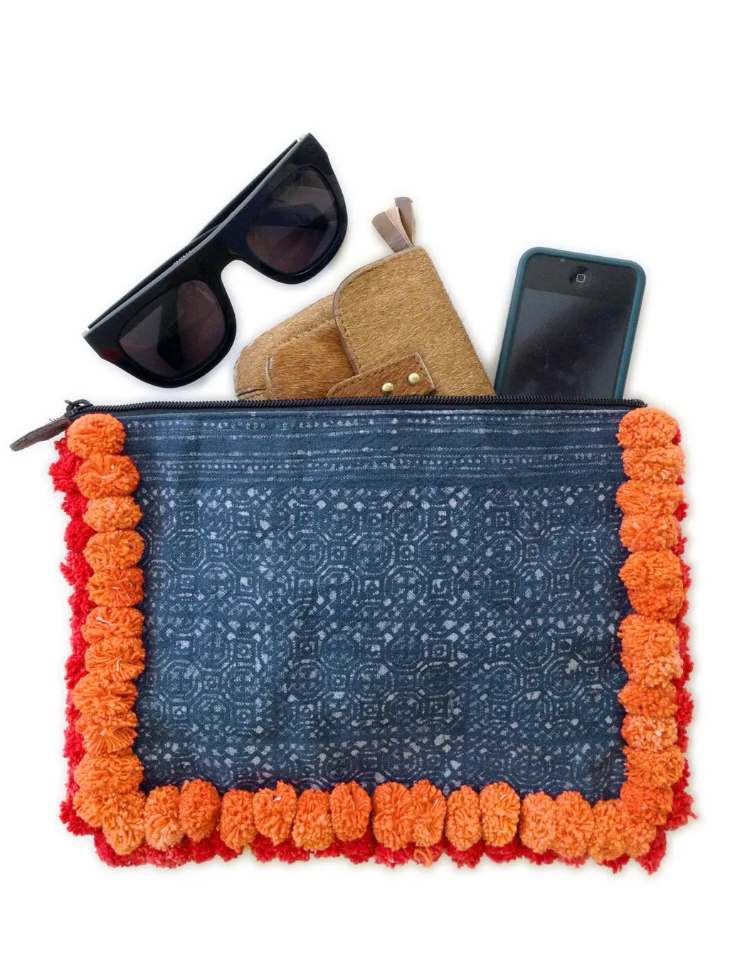 Almighty Love Pompom Clutch (Orange/Red)
