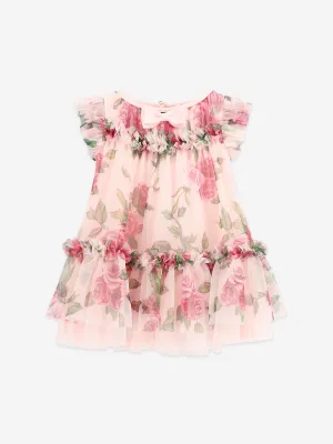 Angels Face Baby Girls Roses Tulle Dress in Pink