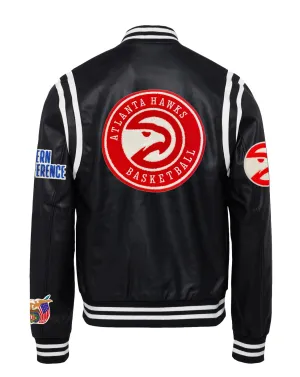 ATLANTA HAWKS VEGAN LEATHER JACKET Black / White