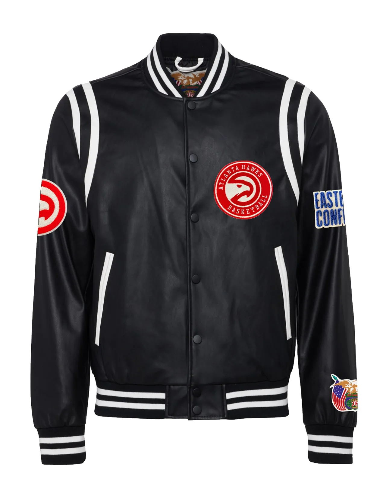 ATLANTA HAWKS VEGAN LEATHER JACKET Black / White
