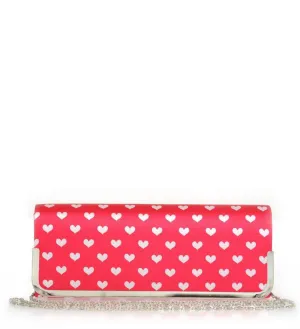 Bag Envy Scarlet Satin Heart Clutch Bag