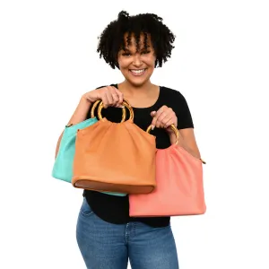 Bamboo Handle Pouf Bag