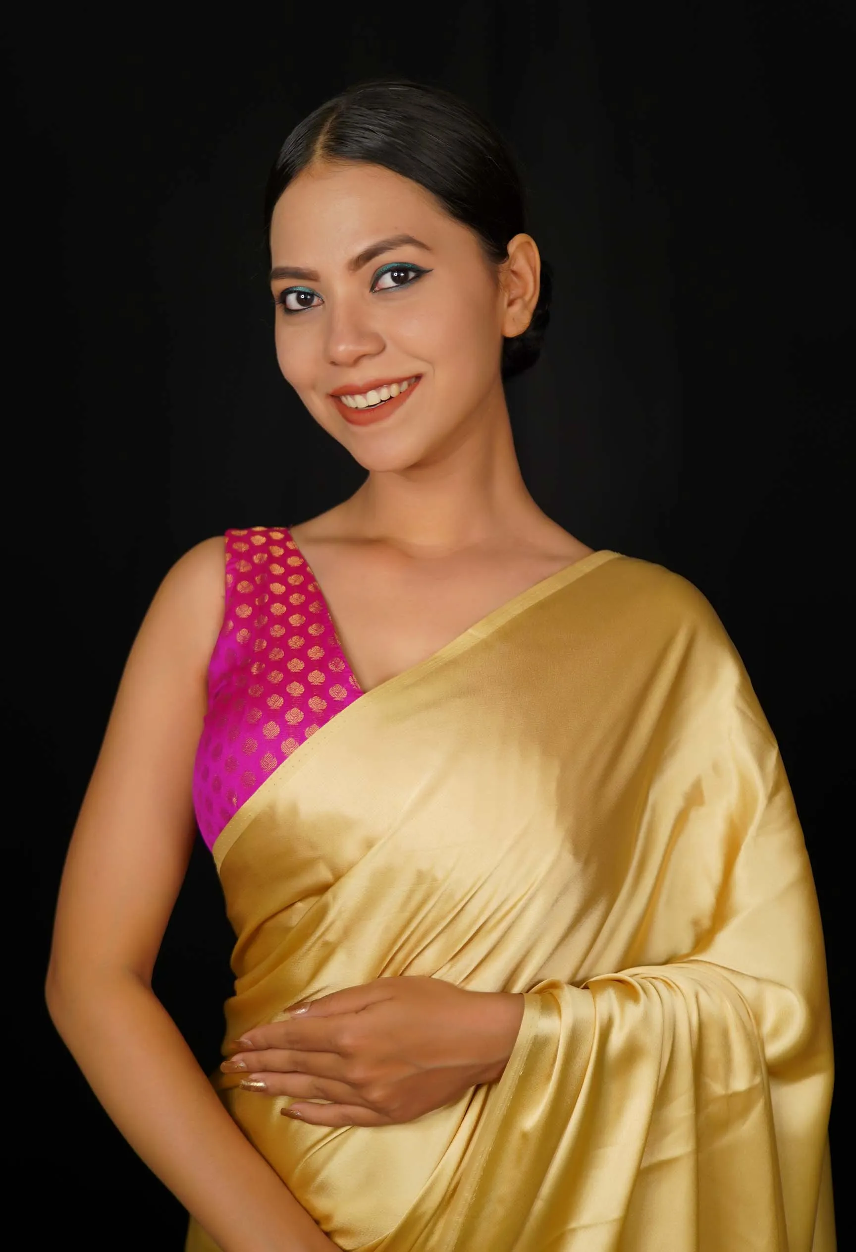 Beautiful  V neck Semi Silk Zari  Weave Traditional Style Blouse