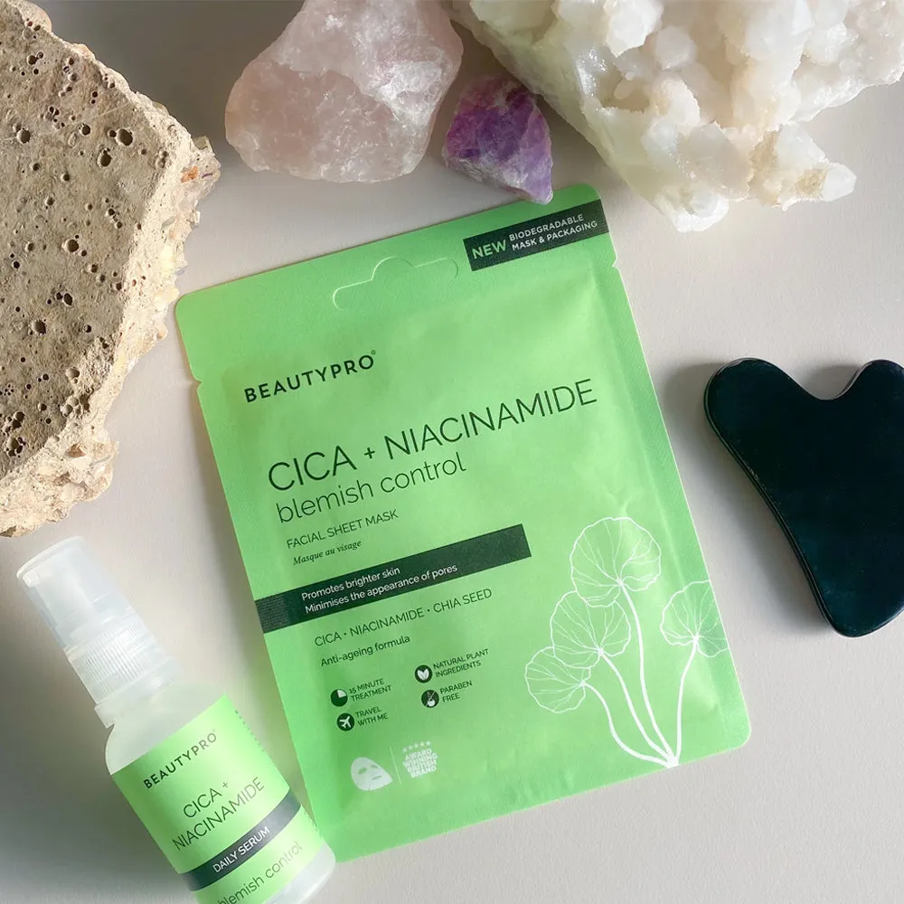 BeautyPro CICA   Niacinamide Blemish Control Facial Sheet Mask