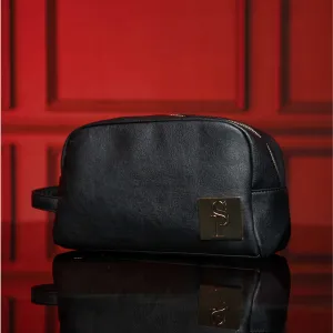 Black Leather Toiletry Bag