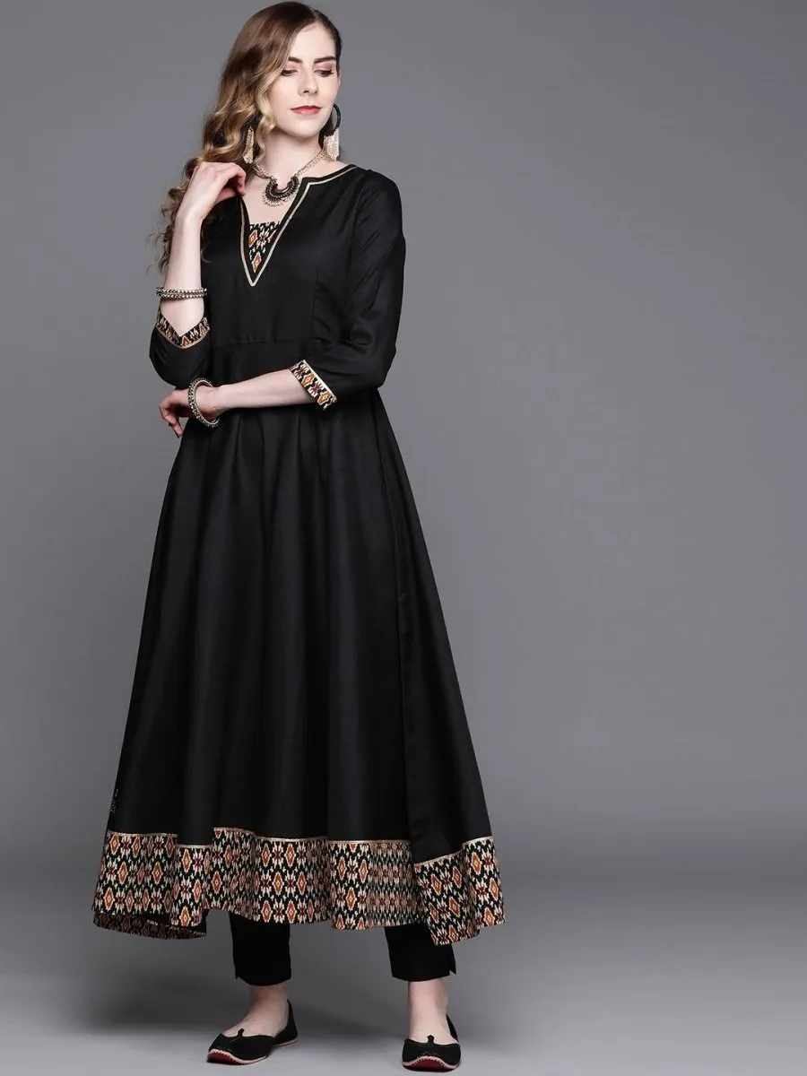 Black Printed Anarkali Kurta