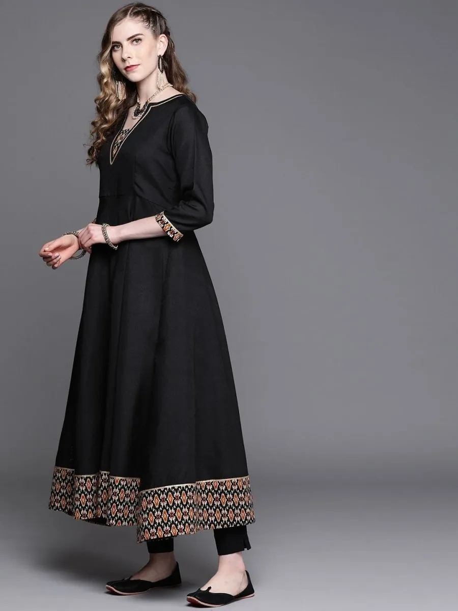 Black Printed Anarkali Kurta