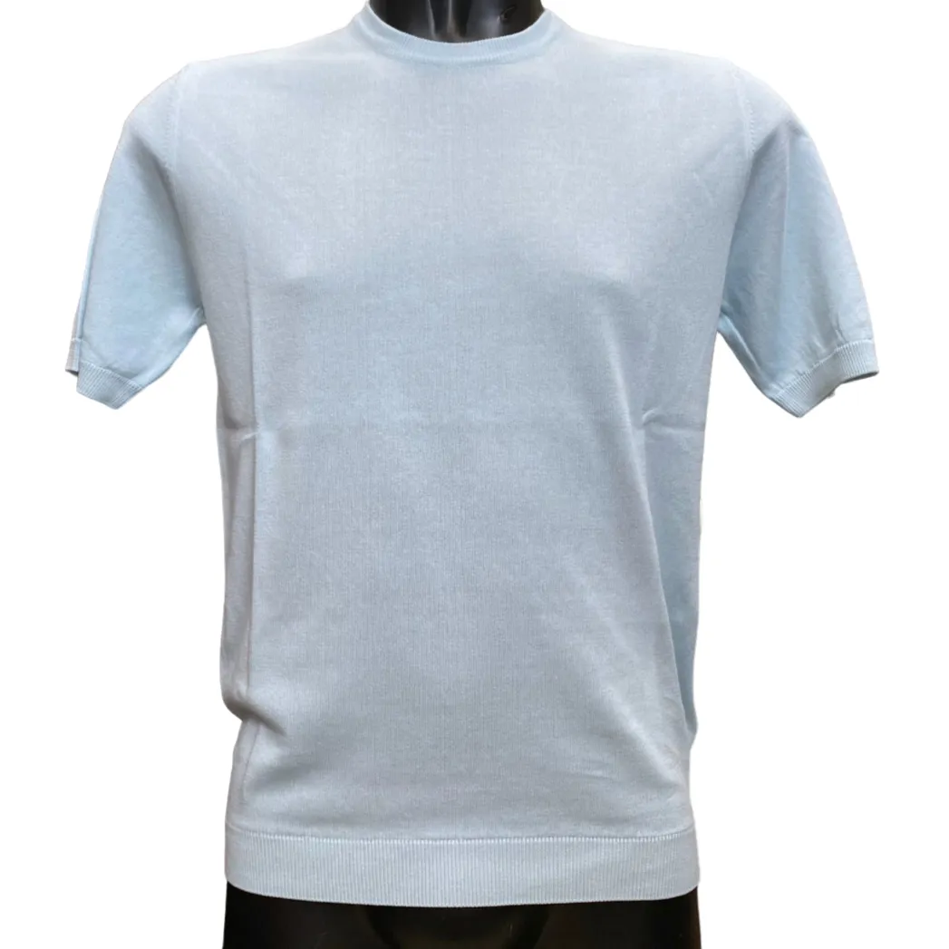 Bomboogie maglia girocollo in filo manica corta da uomo MM7015TKTP2 202 azzurro