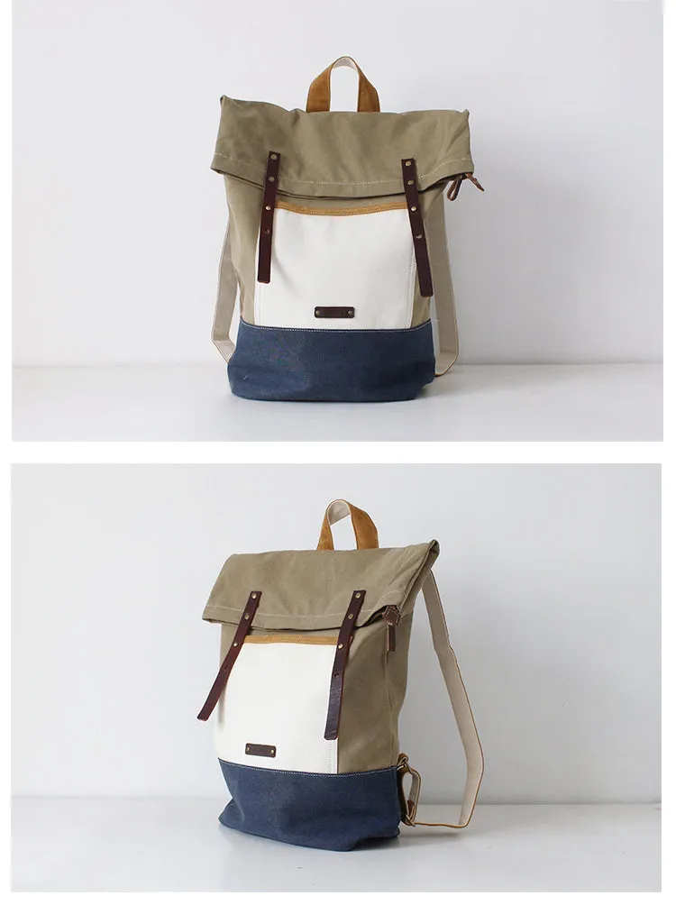 BOOPDO DESIGN COLOR BLOCK FOLD TOP BACKPACK