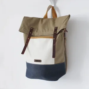 BOOPDO DESIGN COLOR BLOCK FOLD TOP BACKPACK