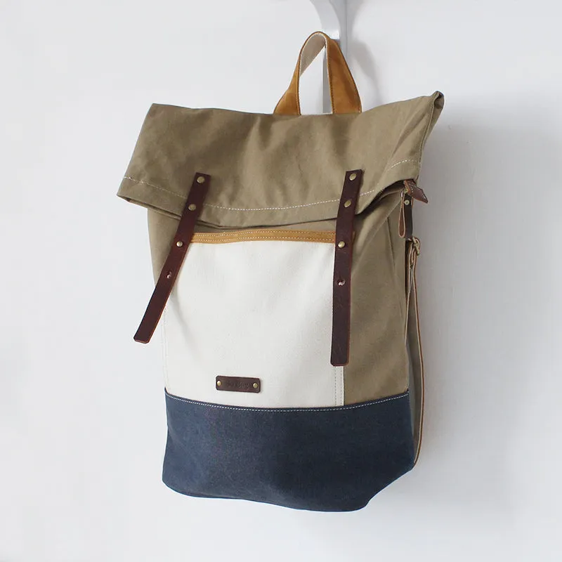 BOOPDO DESIGN COLOR BLOCK FOLD TOP BACKPACK