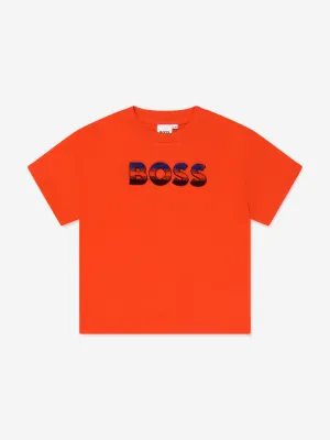 BOSS Boys Logo T-Shirt in Orange