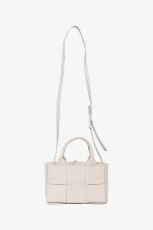 Bottega Veneta White Leather Mini Arco Tote with Strap