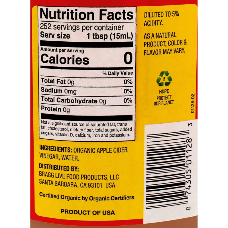 Bragg Apple Cider Vinegar Organic 128oz
